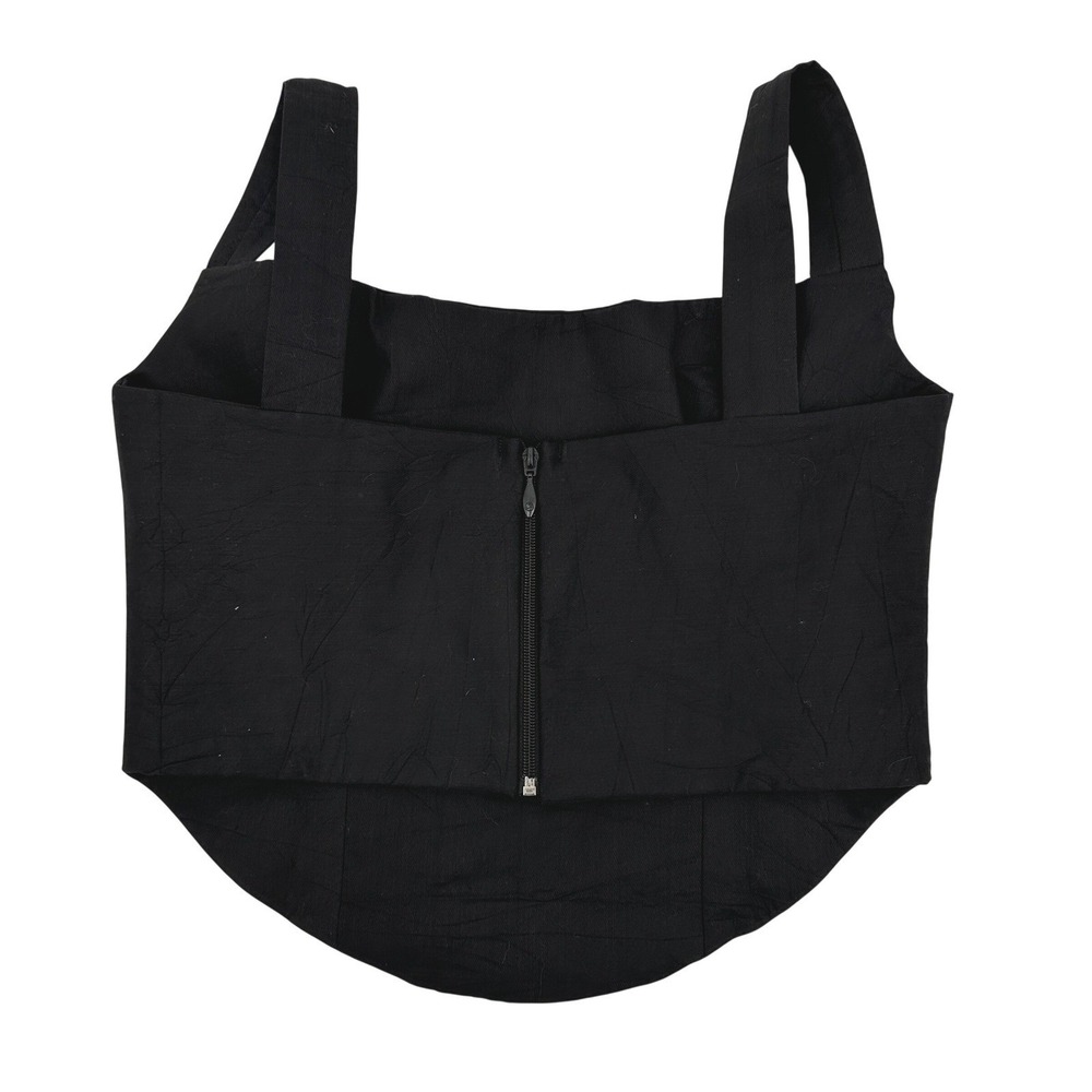 Rendoll Black Crop Tank Top Women's 14 Corset Style 100% Cotton Structured NWT - Picture 5 of 9